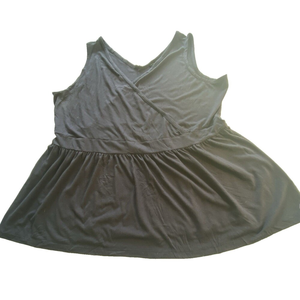 Lane Bryant Womens 18 20 Gray Surplice Sleeveless Peplum Blouse Top Plus Size
